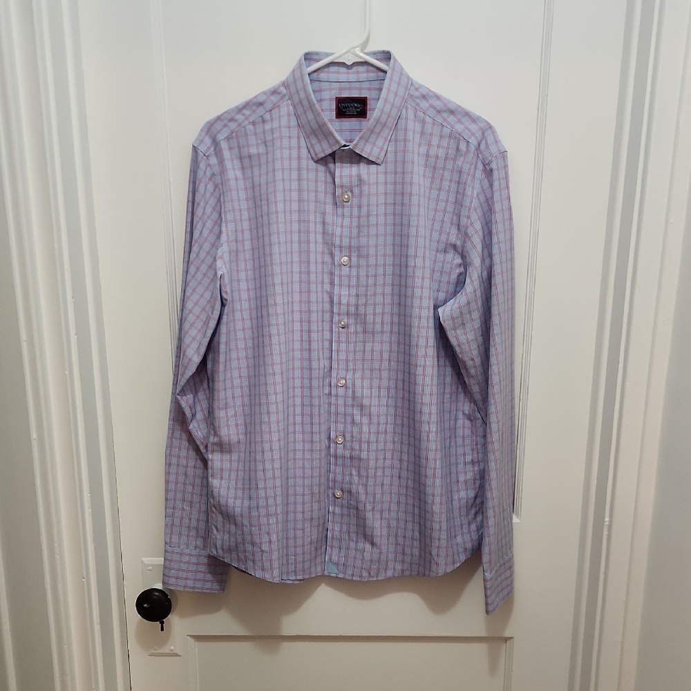 UNTUCKit Wrinkle-Free Slim Fit Button Down Dress Shirt Size Large